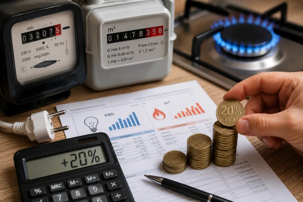 Volumele de gaze și energie electrică, care depășesc anumite limite, vor fi taxate cu TVA de 20%