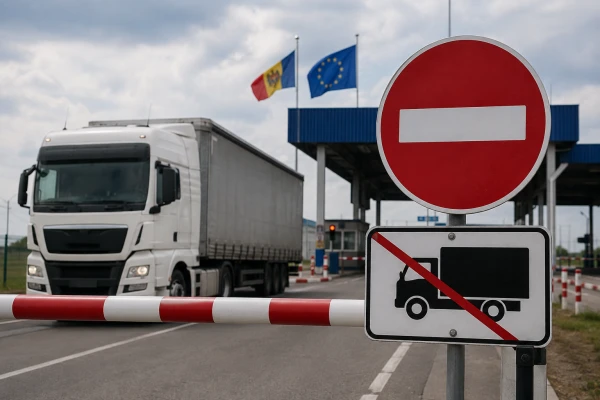 Începând cu 21 august, circulația camioanelor internaționale va fi restricționată la punctul de trecere a frontierei de la Cahul