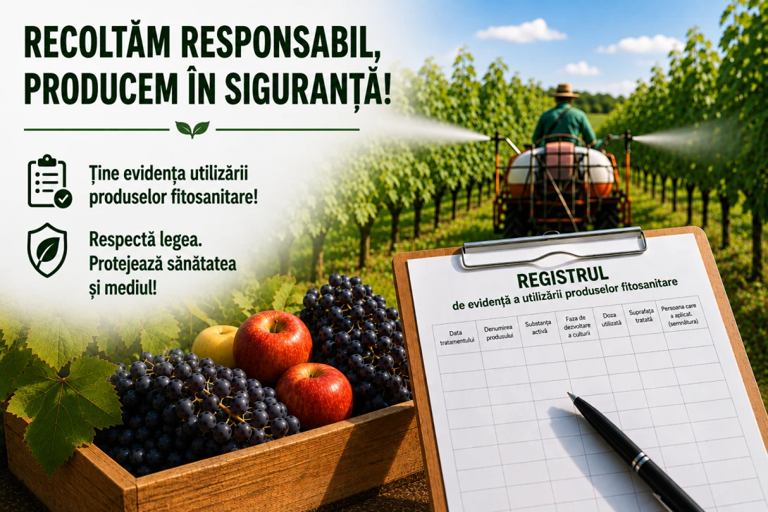 Agricultorii au obligația de a ține evidența utilizării produselor fitosanitare