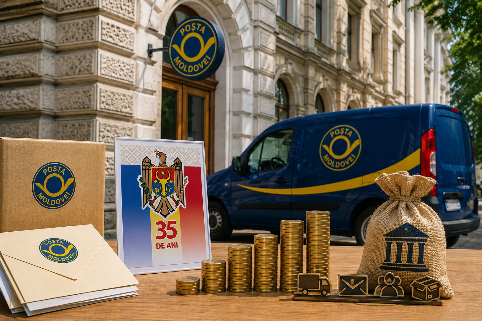 Poșta Moldovei a emis un timbru cu ocazia împlinirii a 35 de ani de la obținerea independenței Moldovei