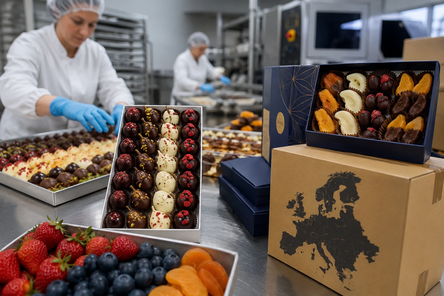 O companie franceză din Chișinău exportă pe piața europeană fructe în ciocolată