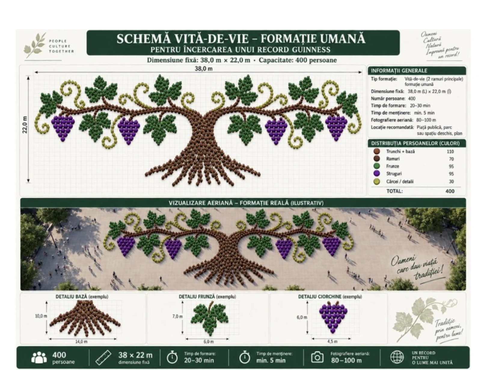 Republica Moldova se pregătește să intre din nou în Guinness World Records: repetiție generală în PMAN pentru crearea unei vițe-de-vie umane