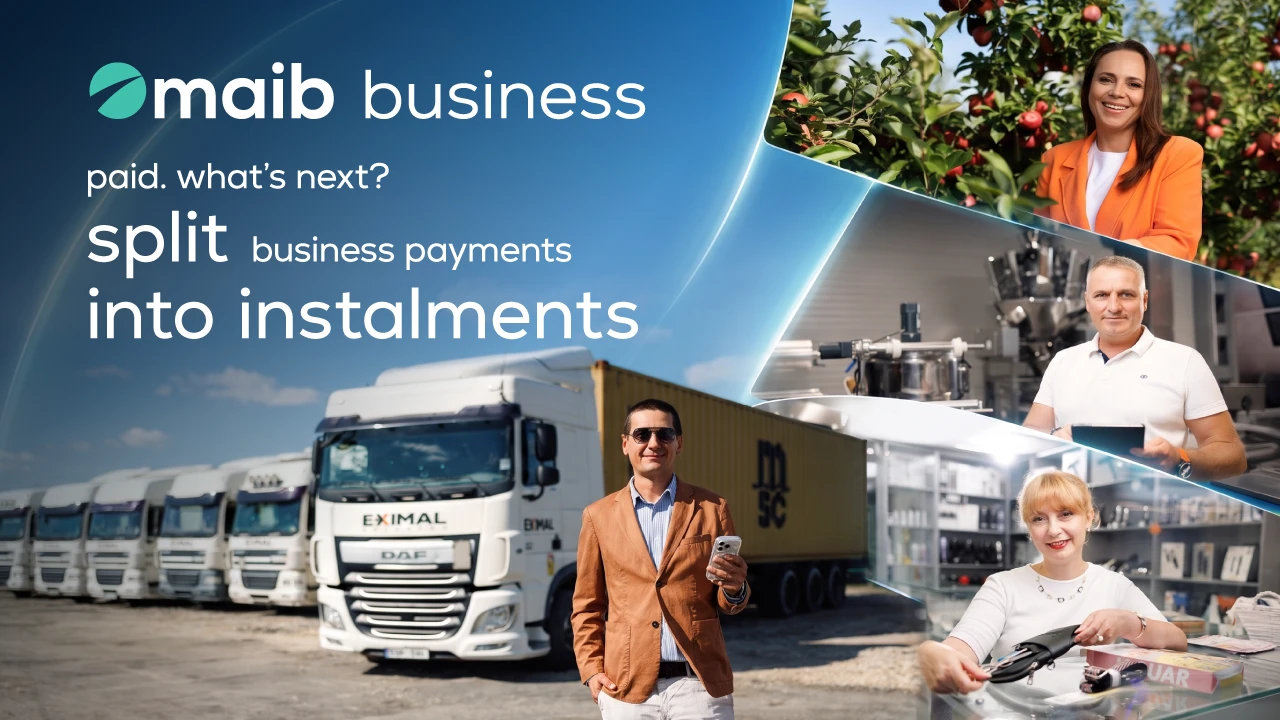 After 'paid', maib offers yet another option: business payments in instalments