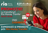 Promoție la transferuri Ria Money Transfer: obține CASHBACK 50 lei pentru transferuri primite și expediate la FinComBank! 