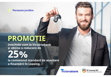 Vrei un leasing mai ieftin? Deschide cont la Victoriabank în 2022 și ai reducere la comisionul de acordare leasing prin BT Leasing Moldova 