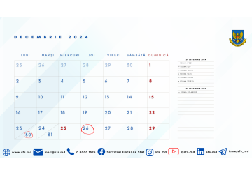 The State Tax Service presented the tax calendar until the end of December and reminded that December 30 is the last day for payments to the national public budget