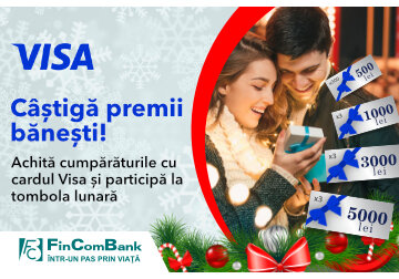 #InspirațiDeSărbători | Achită cu cardul Visa de la FinComBank şi bucură-te de premii băneşti