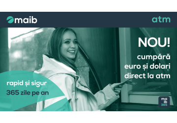 Mai nou!Cumpără valută la bancomatele MAIB