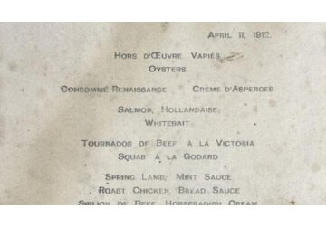 Меню с «Титаника» продали за £84 тыс. на аукционе в Британии
