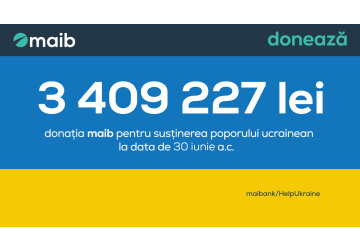 We continue to help Ukrainian refugees: in July maib donates 522 169 MDL to the account opened by the Government, summing up 3,409,227 MDL