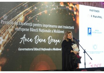 Anca Dragu, guvernatoarea Băncii Naționale a Moldovei, a fost distinsă cu un premiu pentru realizări remarcabile în cadrul Galei Premiilor din România