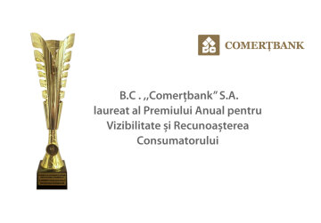B.C. ,,Comerțbank” S.A. laureat al Premiului Anual pentru Vizibilitate și Recunoașterea Consumatorului