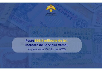 In the first five months of 2026, the Customs Service collected 16.9 billion lei for the state budget, which is 2.5% more than the amount planned for this period