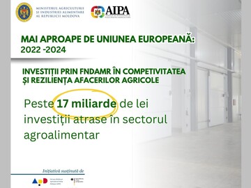 Entrepreneurs in Moldova&#039;s agri-food sector invested more than 17 billion lei in 2022-2024 in addition to subsidies provided through FNDAMR