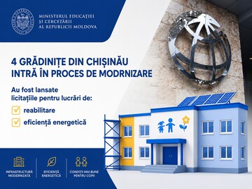 Patru grădinițe din Chișinău vor fi modernizate cu sprijinul Băncii Mondiale; a fost anunțată licitația pentru selectarea contractorilor