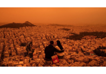 Greece: Orange Sahara dust haze descends over Athens