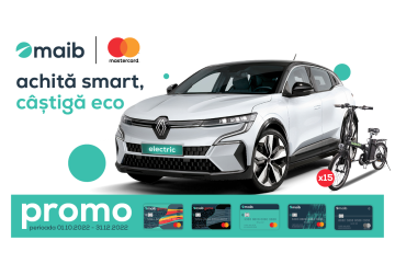 Achită smart cu cardul tău Mastercard de la maib, câștigă o super mașină electrică și o bicicletă electrică