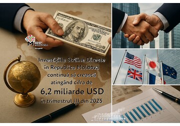 Volumul total al investițiilor străine directe în Moldova a atins, la sfârșitul celui de-al treilea trimestru al anului 2025, indicele de 6,2 miliarde USD, cu 14,4% (786,5 milioane de dolari) mai mult decât la sfârșitul anului 2024 
