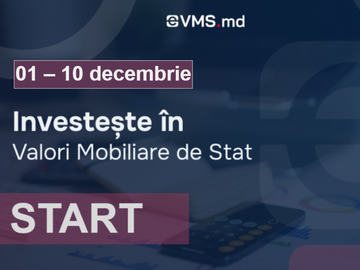 The last round of individual government bond subscriptions this year will take place in Moldova from December 1st to 10th through the eVMS.md online platform - the Ministry of Finance