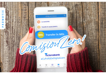 Economisește bani și timp la Victoriabank. Ai zero lei comision la efectuarea transferurilor online în MDL dintr-un cont curent în altul 