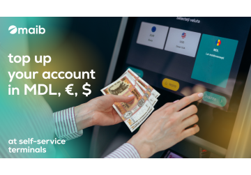 Top up your account and pay your maib loan at self-service terminals with 0% commission