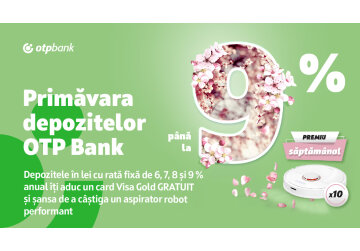 Primăvara depozitelor la OTP Bank îți aduce un card Visa Gold gratuit și șansa de a câștiga un aspirator robot performant