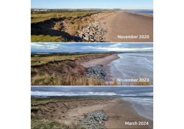 The golf courses disappearing into the sea