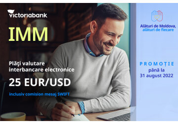 Superofertă de la Victoriabank – 25 EUR/ USD, tarif preferențial unic pentru plățile electronice în valută, aplicat IMM-urilor
