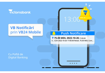 Victoriabank lansează un nou serviciu gratuit - Notificările push prin VB24 Mobile 