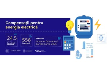 556 de companii au primit 24,5 milioane de lei sub formă de compensații pentru energia electrică pentru lunile ianuarie, februarie și parțial martie 2025 