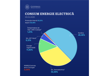 Guvernul Republicii Moldova: Consumul de energie electrică pe malul drept al râului Nistru a fost acoperit integral în perioada 5-6 ianuarie, fără utilizarea contractelor de urgență sau revărsări neprevăzute