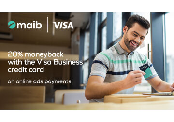 Optimize every payment. Maib returns up to 20% of digital advertising expenses paid with Visa Business Credit cards